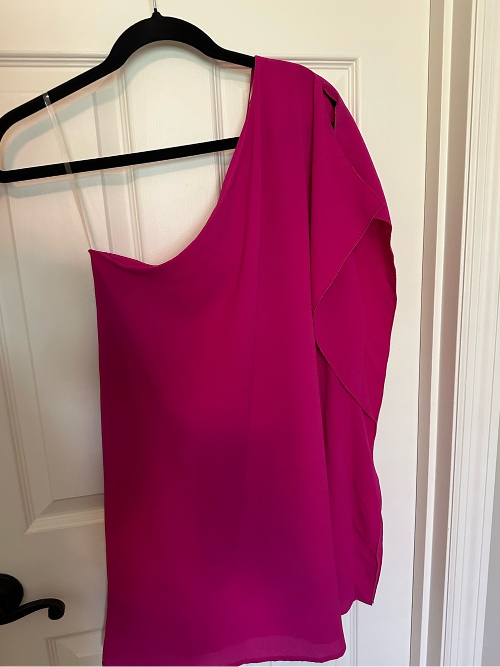 Tyche One-Shoulder Fuchsia Draped Women’s Dress